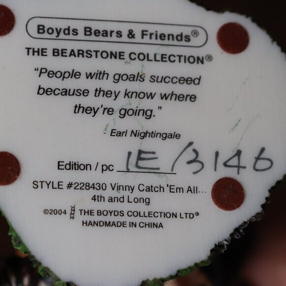 Boyds Bears Collectible Vinny Catch 'Em All Football Figurine - Picture 9 of 16